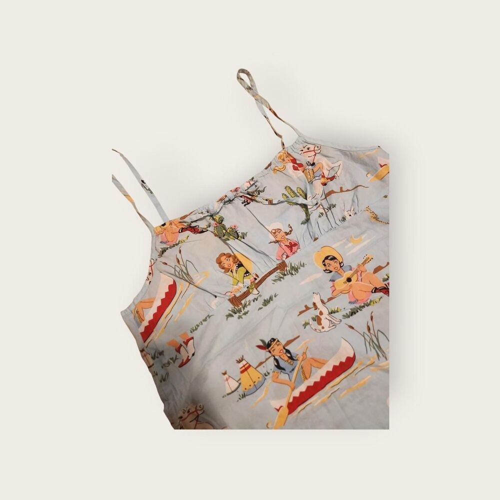 Vintage Y2k Nick and Nora retro 50s vibe graphic print empire waist camisole - Picture 3 of 4